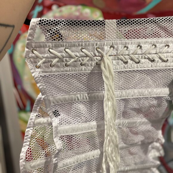 White Mesh Over Bust Corset - Laced Corset - Picture 2 of 2